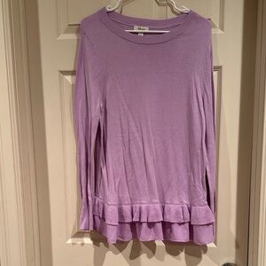Style & Co. Purple Long Sleeve Ruffled Top
